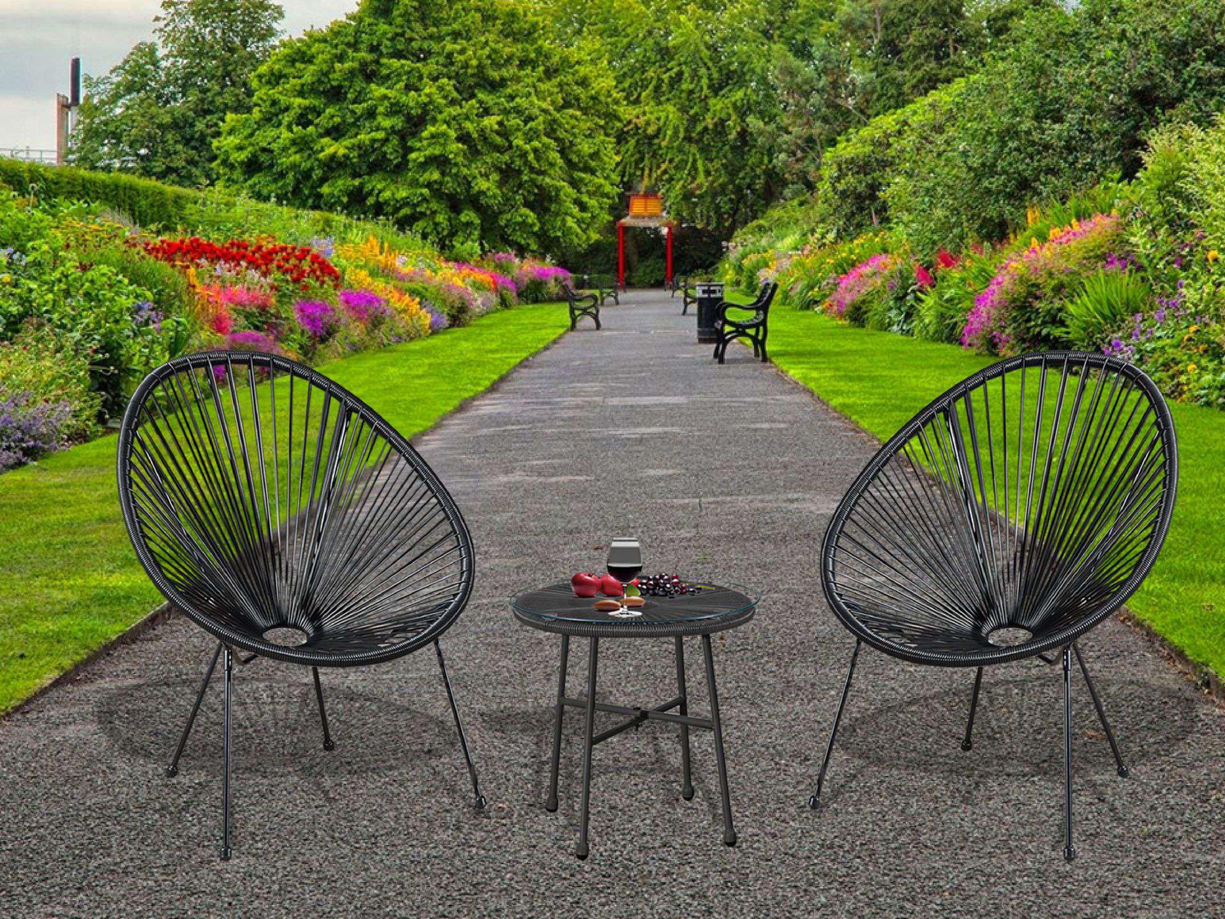 Egg Chair Bistro Set Garden String Patio Furniture Seating Indoor & Outdoor - XEO Home